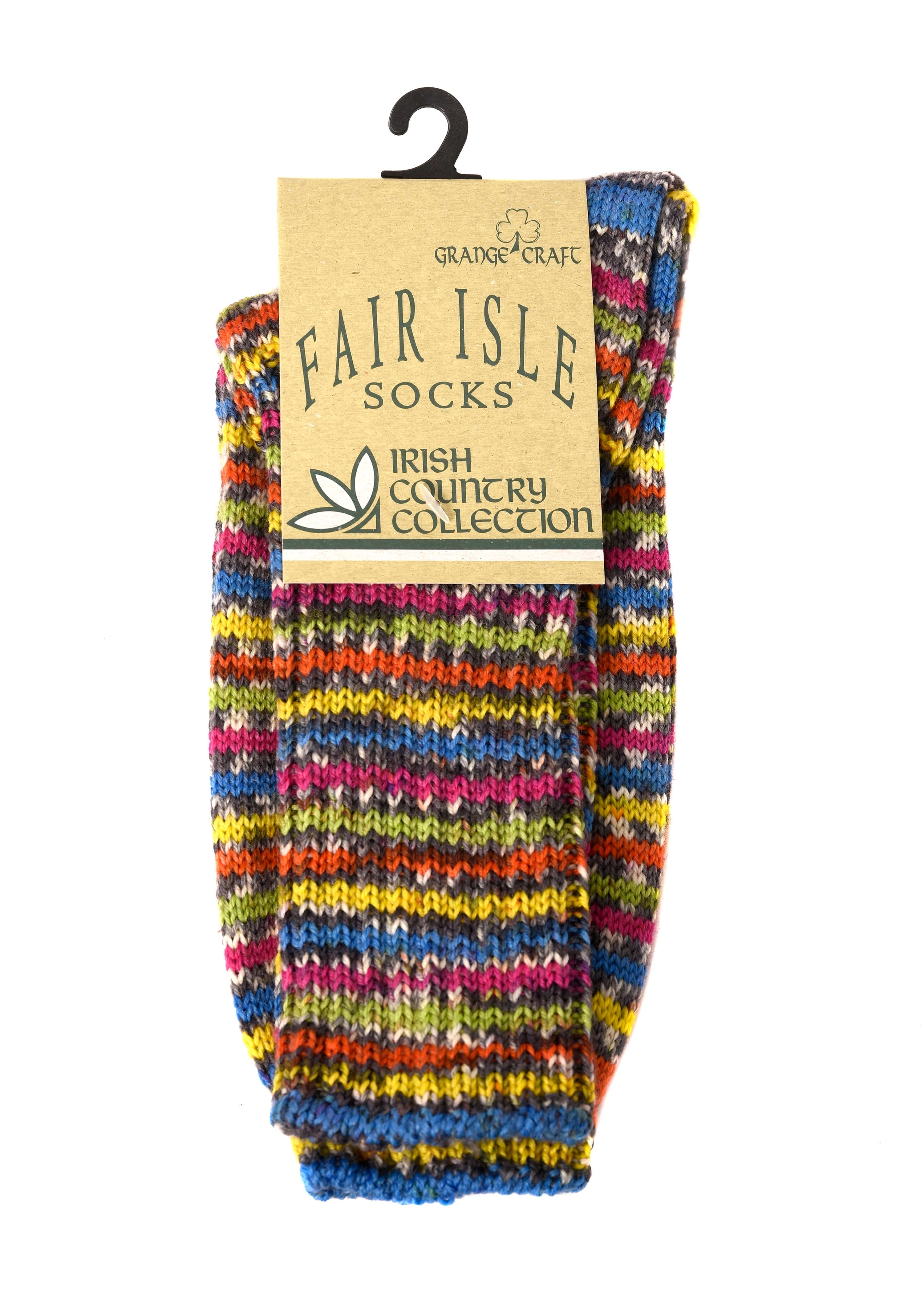 Stripe Fair Isle Walking Socks Ladies - Connemara Sheep & Wool Centre