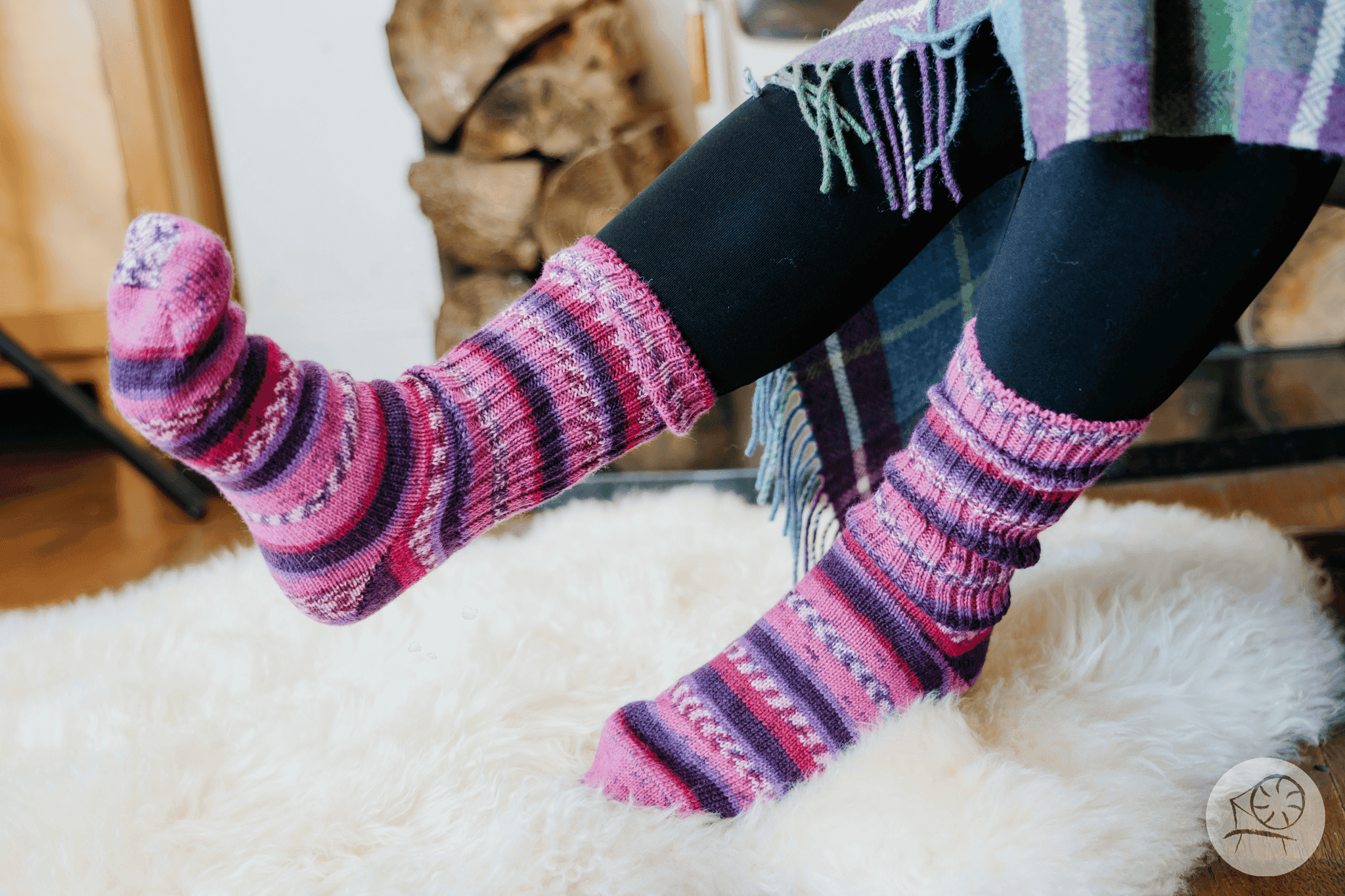 Stripe Fair Isle Walking Socks Ladies - Connemara Sheep & Wool Centre